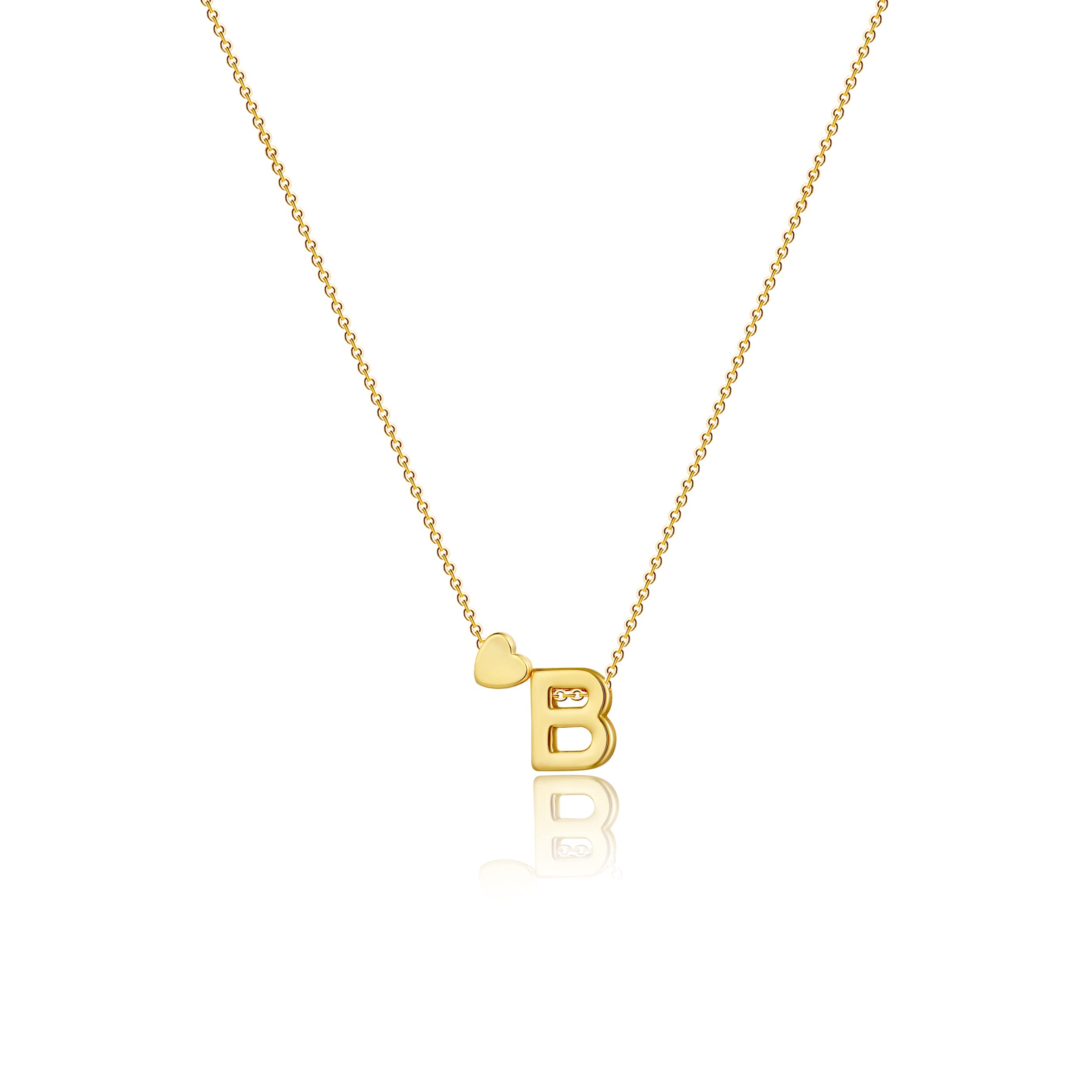 14K Gold Plated Personalized Initial Necklace for Women - Dainty Heart Letter Pendant Name Necklace | Perfect Gift for Birthday, Anniversary & Valentine's Day