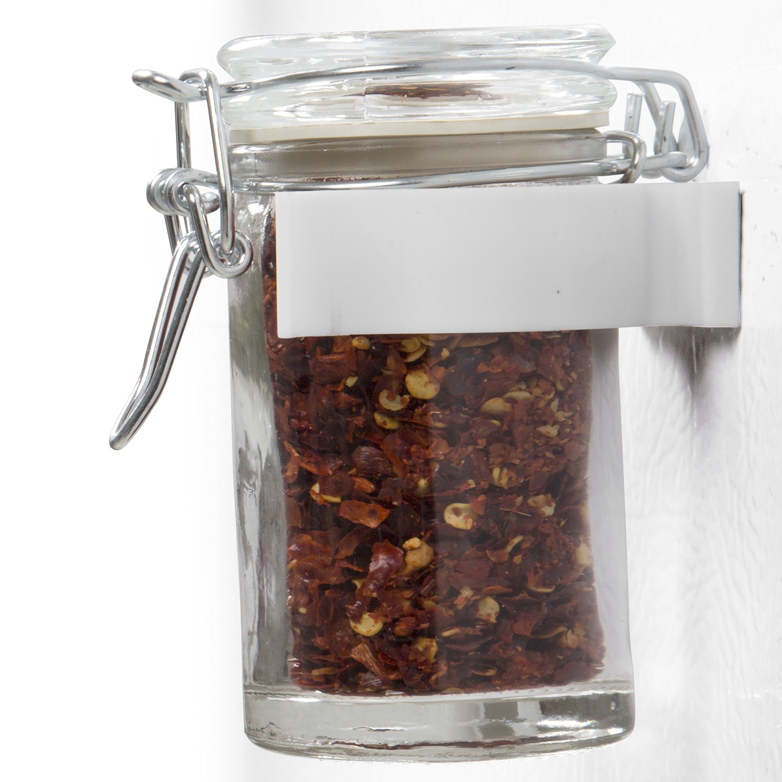 Premium Magnetic Spice Rack Organizer - Set of 4 Universal Spice Jar Gripper Clips for Kitchen Cabinet - No Screws Needed, Easy to Install & Reorganize - Perfect for Storing Spices, Seasonings & Small Jars in Pantry or Countertop