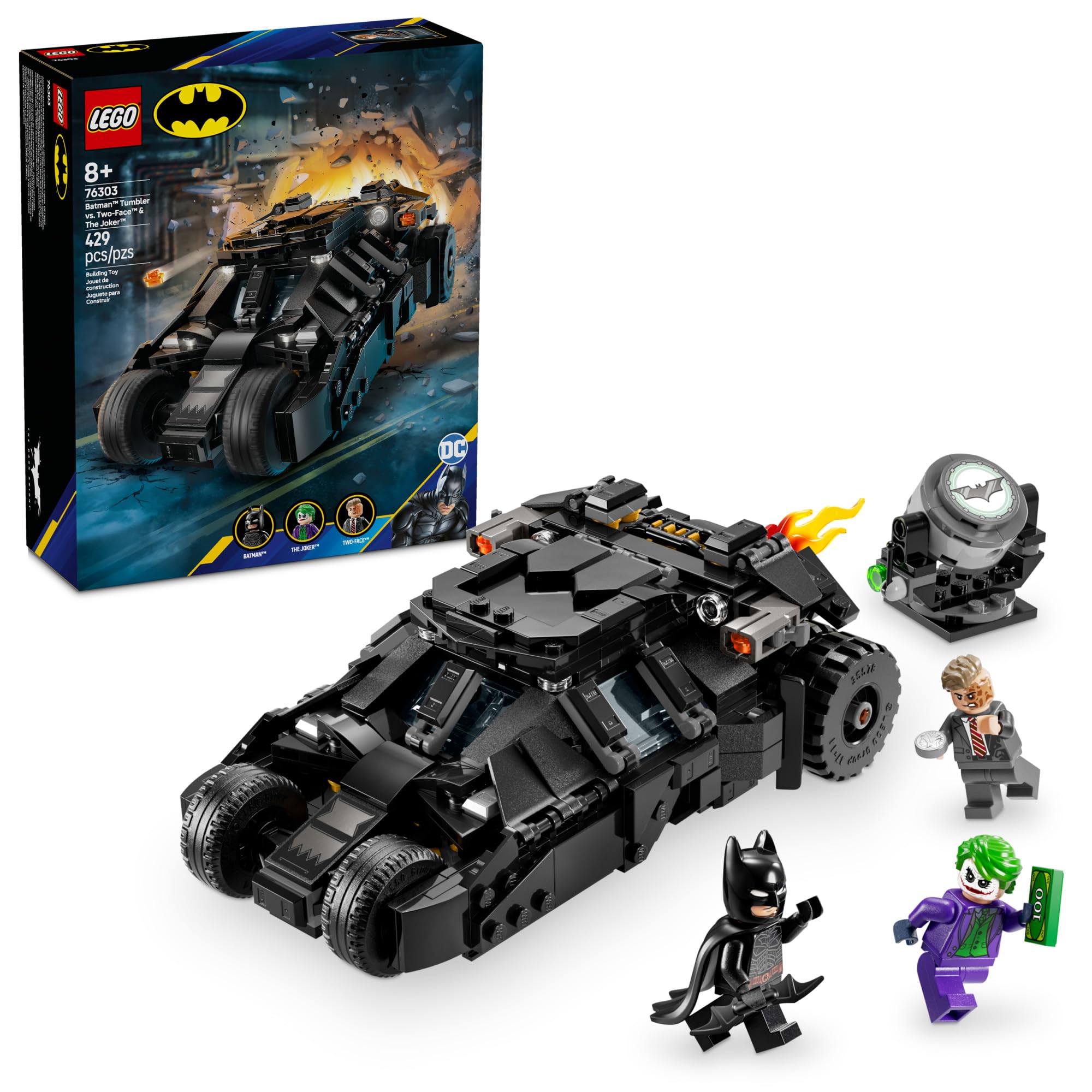 LEGO DC Batman Tumbler vs. Two-Face & The Joker Building Set 76303 | Superhero Batmobile Toy from The Dark Knight | STEM Educational Toy for Kids Ages 8+ | Perfect Gift for Birthday, Christmas & Batman Fans | Play at Home, School or Superhero Adventures