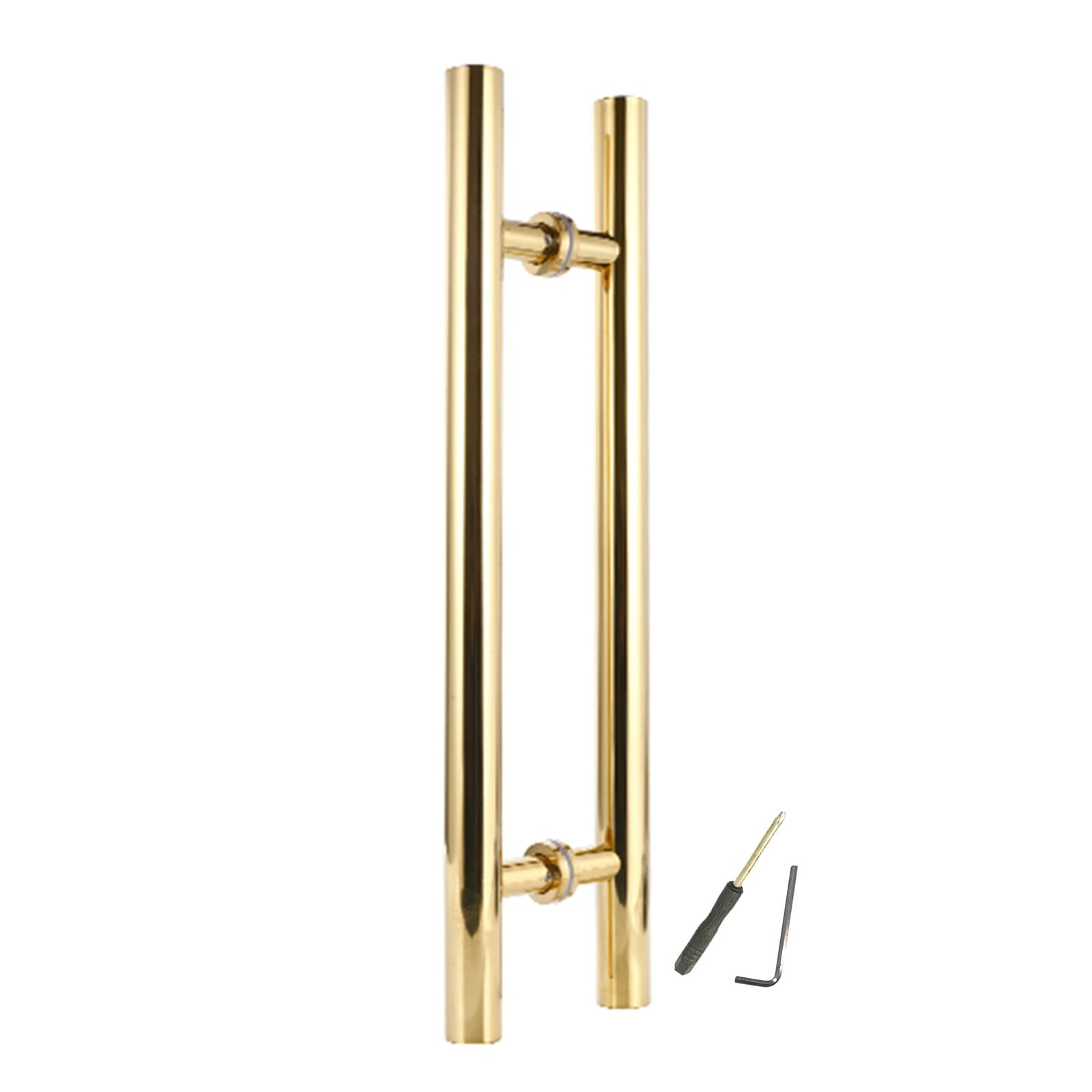 Round H-Type Door Pull Handle - Brushed Nickel Sliding Door Grab Bar for Indoor & Outdoor Use - Stainless Steel Barn & Gate Hardware with Screws (100cm/39.5inch) - Perfect for Farmhouse, Rustic, and Modern Home Decor