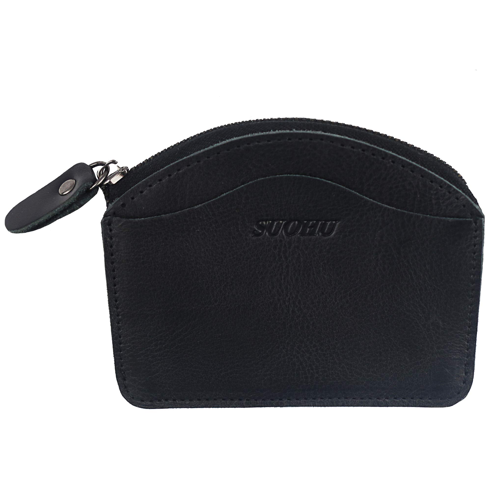 SUOHU Mini Card Coin Purse - Retro Leather Zipper Wallet for Men & Women - Compact RFID Blocking Small Wallet for Credit Cards & Cash - Perfect for Travel, Shopping & Everyday Use