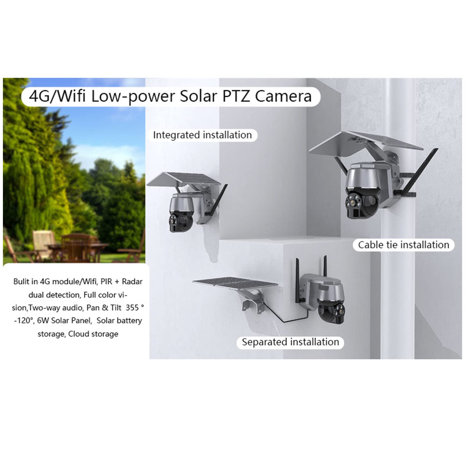 SEAFRONT Solar-Powered Wireless Outdoor Security Camera System - 1080P/3MP HD, 360° PTZ, Motion Detection, 2-Way Audio, 4G LTE Compatible (US Version) - Ideal for Home, Farm, Ranch & Business Surveillance