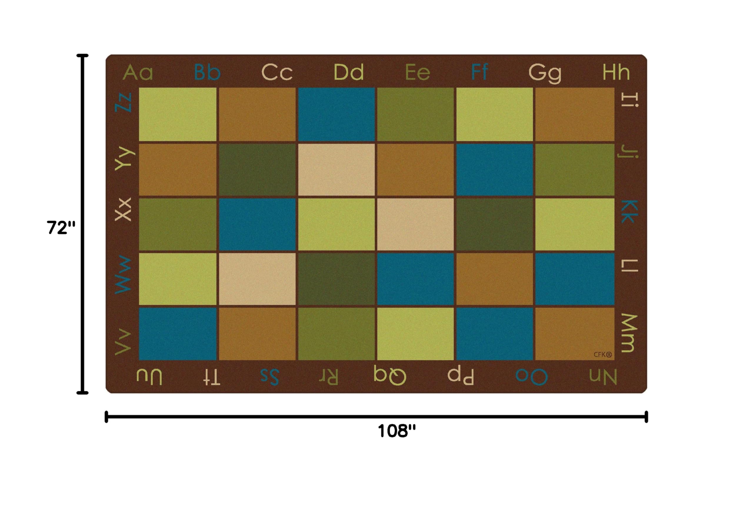 Nature Colors Classroom Rug for Kids - 6ft x 9ft Rectangle Brown Carpet | Soft Play Mat for Daycare, Preschool & Kids Bedroom