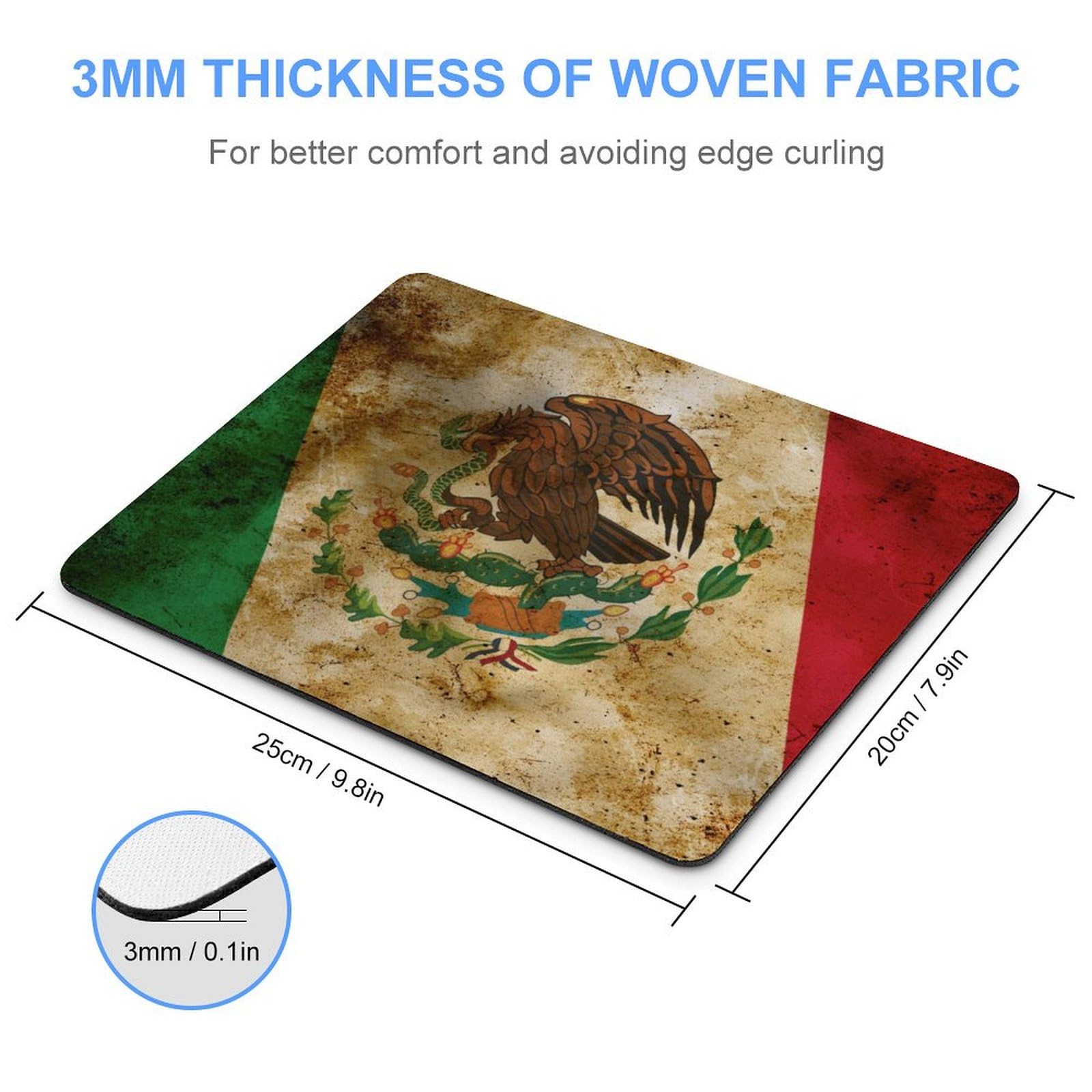 Vintage Mexico Flag Design Mouse Pad - Durable Non-Slip Waterproof Gaming Mouse Mat (20x25cm) for PC Laptop - Perfect for Home Office & Gaming Setup