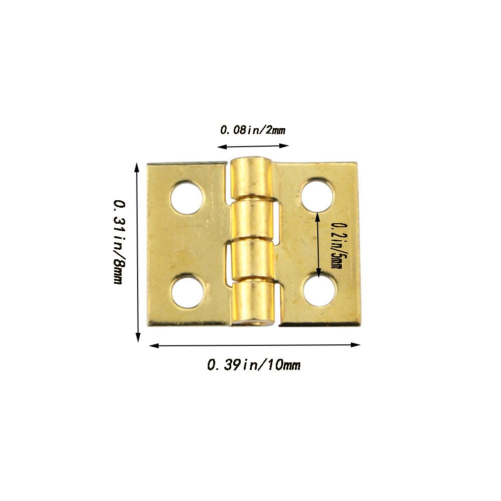 50 Mini Hinges - Small Brass Jewelry Box Hinges for Wooden Craft Boxes, Retro Bronze Cabinet Hinges - Perfect for DIY Dollhouse Doors, Tiny Furniture & Decorative Crafts