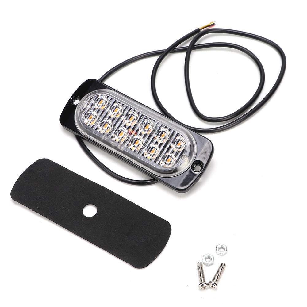 12V 24V Red Car LED Emergency Warning Light - 12 Ultra-Bright LEDs, Ultra-Thin Flashing Strobe Light for Trucks & Vehicles - Perfect for Roadside Safety & Hazard Visibility