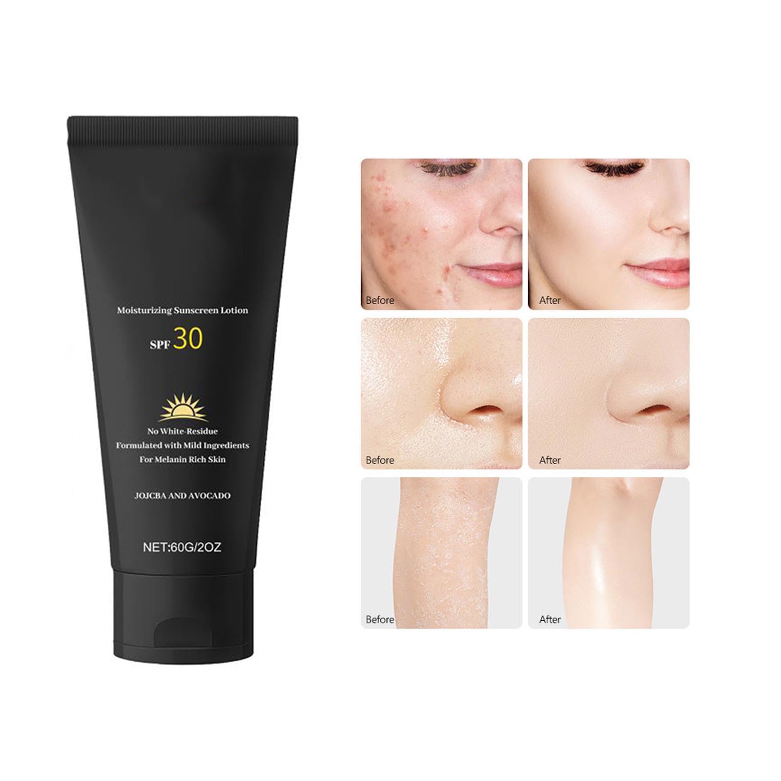 SPF30 Moisturizing Sunscreen Lotion for Dark Skin - Natural Face & Body Sun Protection with Hydrating Formula, Travel Size (60g x 3 Pack) - Perfect for Daily Use, Outdoor Activities & Vacation Essentials for Women, Kids & Men