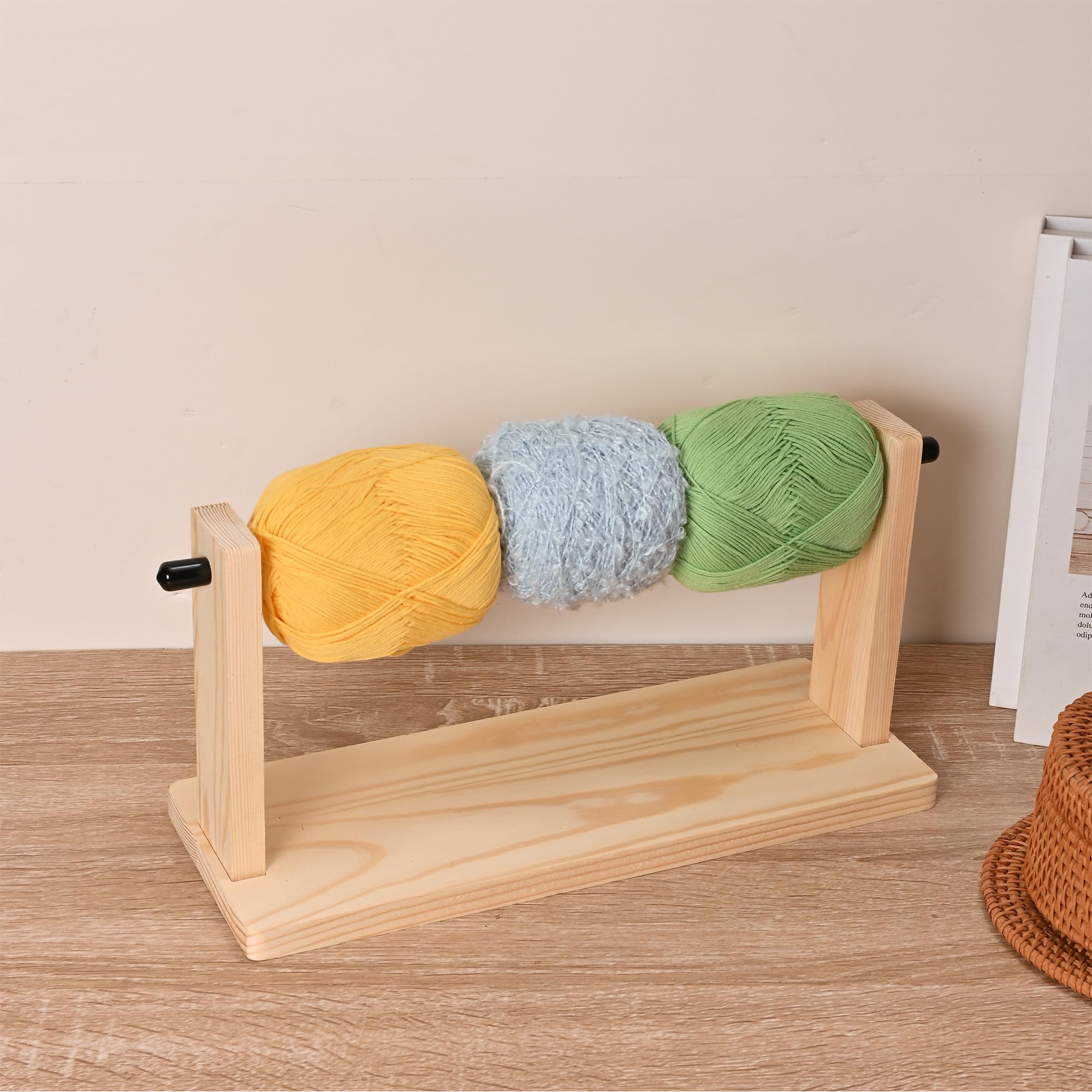 Sparkle Race Wooden Croquet Yarn Holder - Single Revolving Yarn Storage Organizer for Knitting & Crochet Supplies - Horizontal Wood Yarn Ball & Ribbon Holder Rack - Perfect for Crafting, DIY Projects & Home Organization