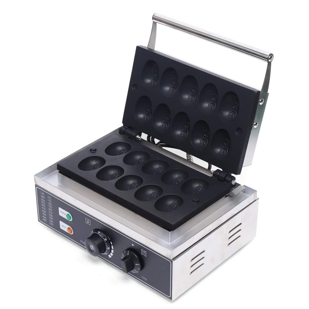10-Hole Egg Waffle Maker - Commercial Electric Pancake Maker with Non-Stick Surface, Easy to Use for Waffles, Muffins & Pancakes (110V) - Perfect for Breakfast, Cafes & Home Cooking