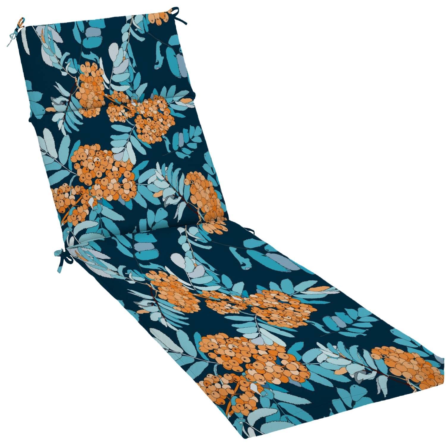 Water-Resistant Rowan Seamless Orange Berries Chaise Lounge Cushion - Outdoor/Indoor Patio Chair Cushion for Furniture, Durable & Comfortable Seat Pad - Perfect for Poolside, Garden, Deck, and Sunroom Relaxation