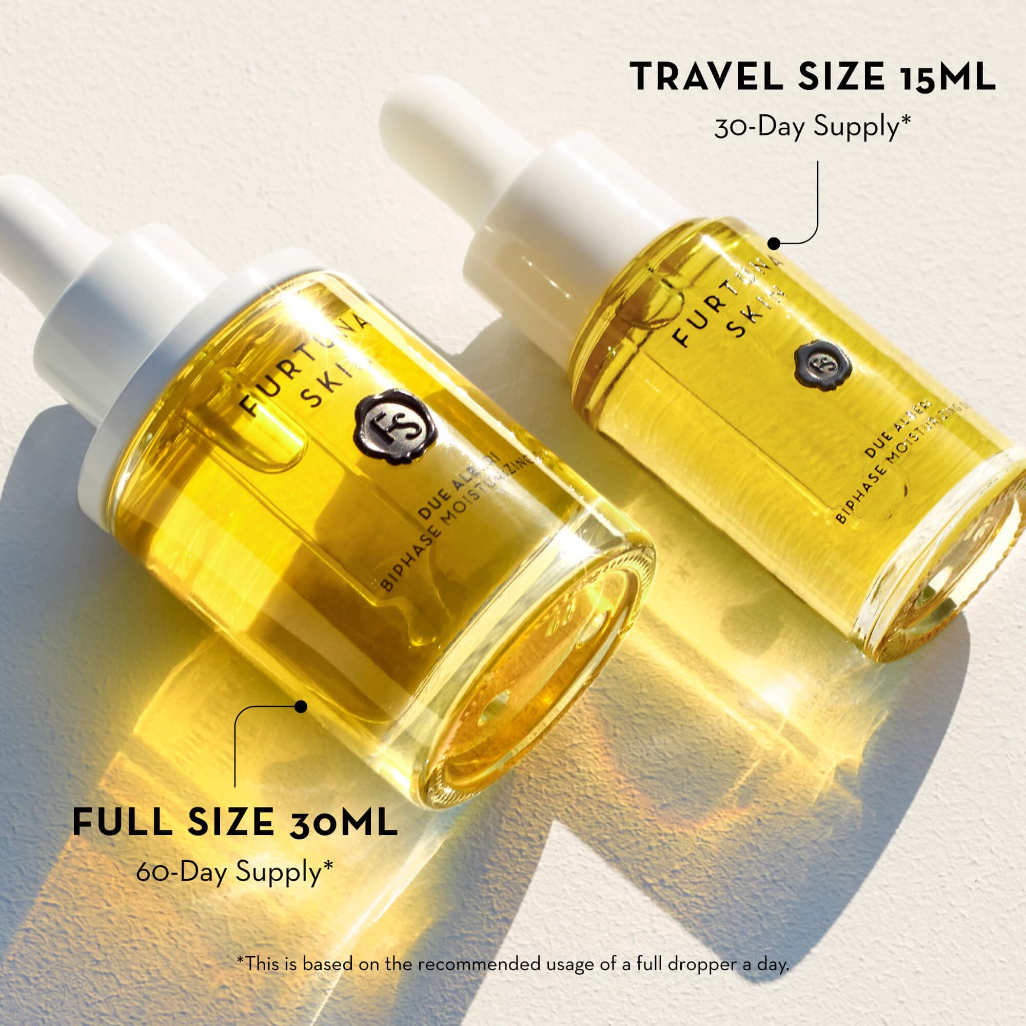 Furtuna Skin Biphase Moisturizing Face Oil - Hydrating, Plumping & Protective Vegan Skincare with Organic Olive Oil for Face, Neck & Décolleté | Cruelty-Free, Anti-Aging Dry Skin Treatment | Perfect for Night Routine & Daily Glow Boost