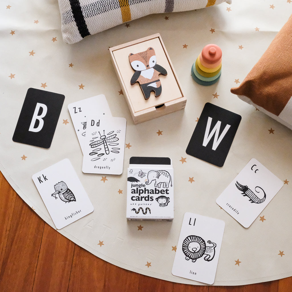 Wee Gallery Jungle Alphabet Cards - Educational ABC Flash Cards for Toddlers & Preschoolers - Perfect for Early Learning, Homeschooling, and Classroom Activities