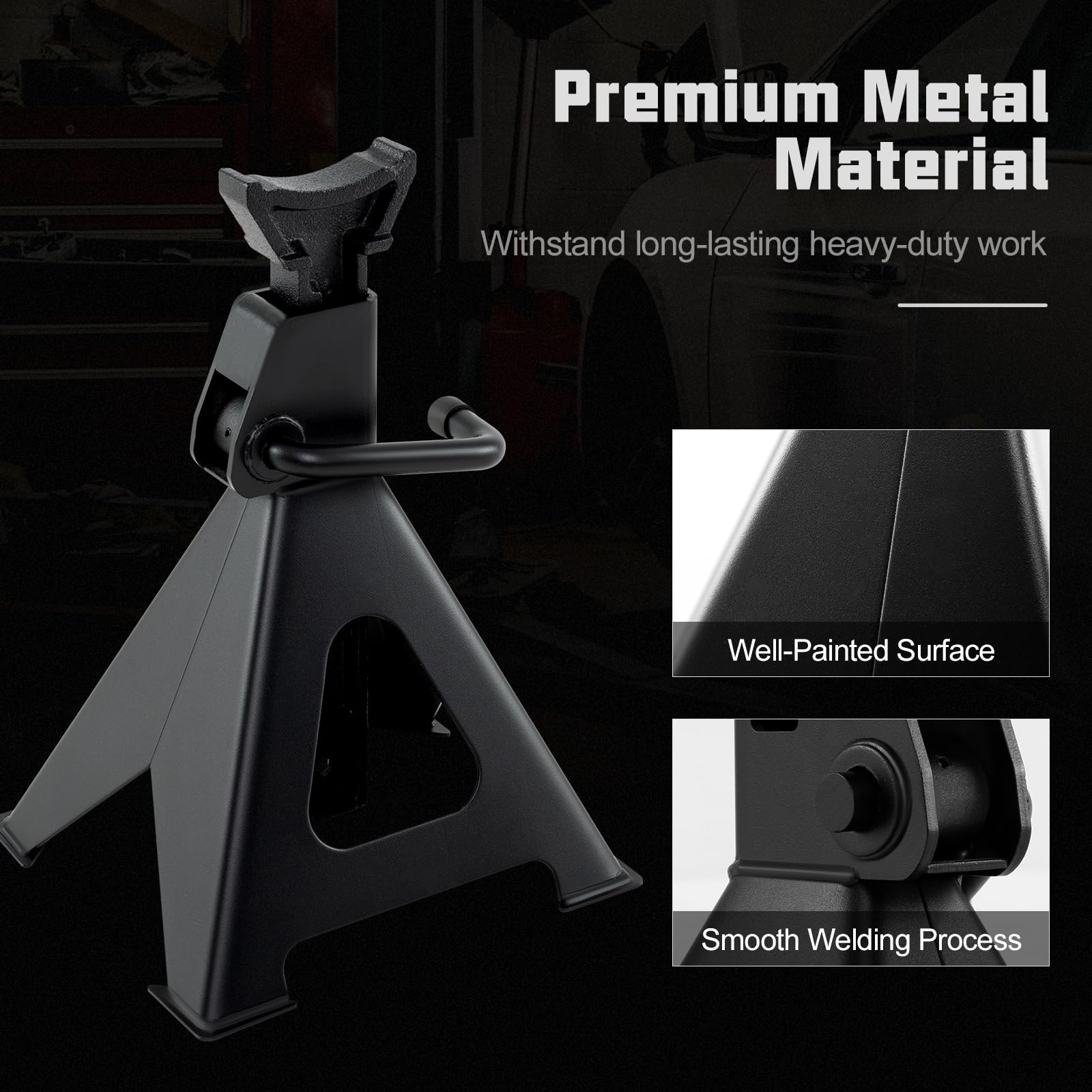 6 Ton Heavy Duty Steel Jack Stands - 4 Pack Adjustable Lift Jack for Car, Truck, SUV & Boat Trailer - Perfect for Vehicle Maintenance, Garage Repair & Emergency Roadside Support