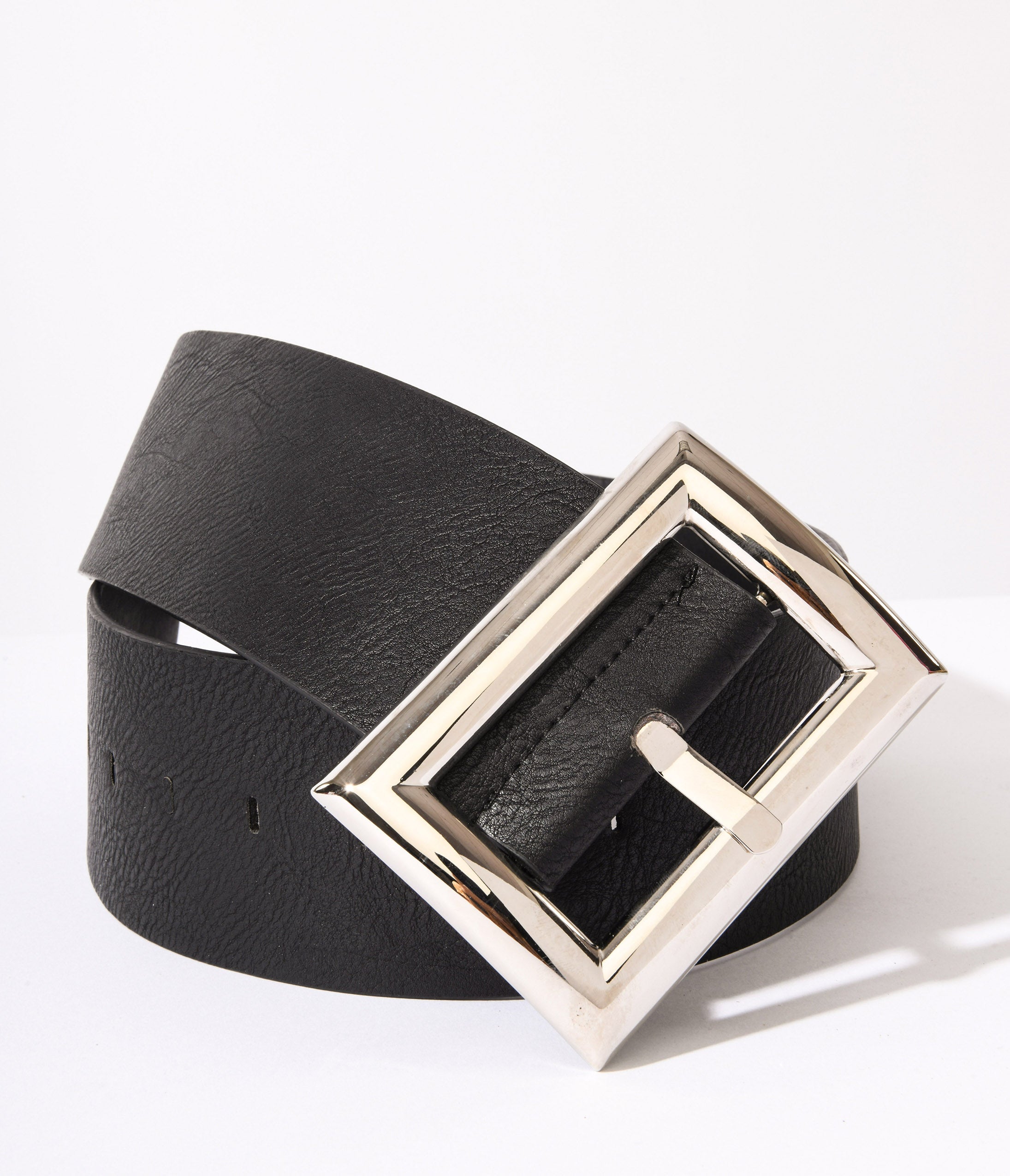 Stylish Oversized Silver Buckle Black Chunky Belt for Women - Perfect for Jeans, Dresses & Casual Outfits | Fashion Accessory