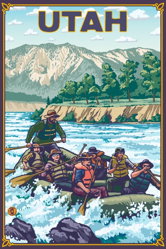 Lantern Press River Rafting Utah Wall Art - 16x24 Wrapped Canvas Print for Home & Office Decor - Perfect for Living Room, Bedroom or Gift