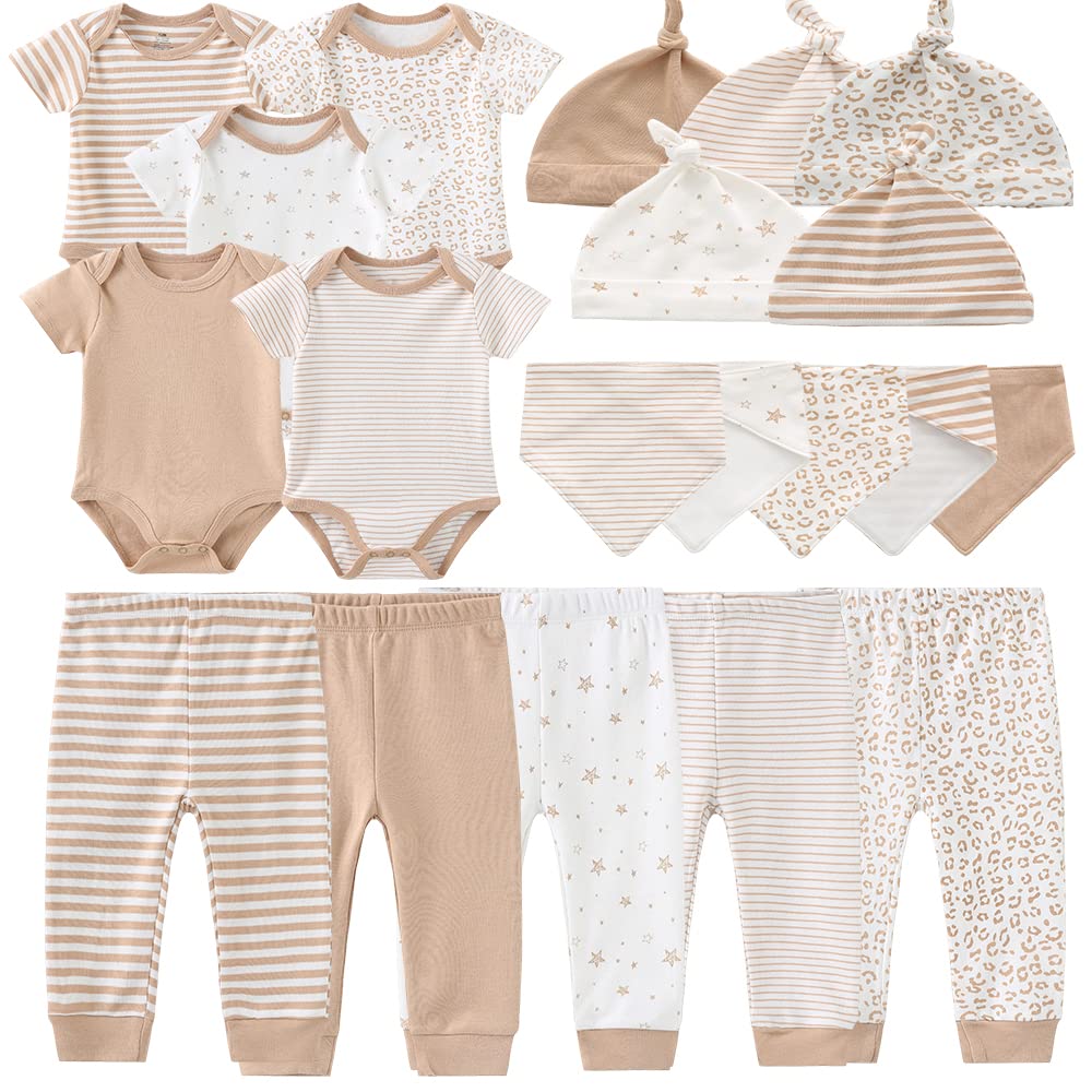 Kiddiezoom Newborn Baby Clothes Set - 0-3 Months Outfits, Bodysuits & Pants for Boys & Girls | Soft Cotton Layette Gift Set for Newborns | Perfect for Baby Showers, Hospital Photos & First Outings