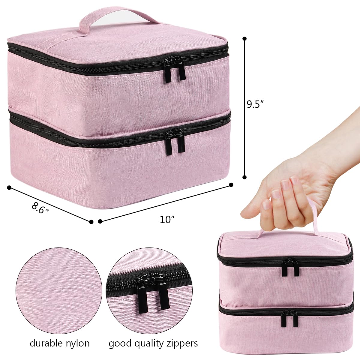 30 Bottle Nail Polish Organizer Case with UV Lamp Dryer - Professional Manicure Storage Bag for 15ml (0.5oz) Polish Bottles - Perfect for Salon, Travel & Home Nail Care Organization