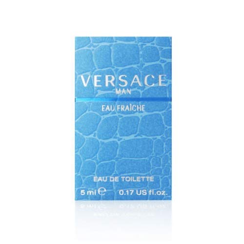 Versace Man Eau Fraiche Cologne for Men - 0.17 oz / 5 mL Travel Size - Fresh Citrus & Woody Fragrance - Perfect for Daily Wear, Office & Date Nights