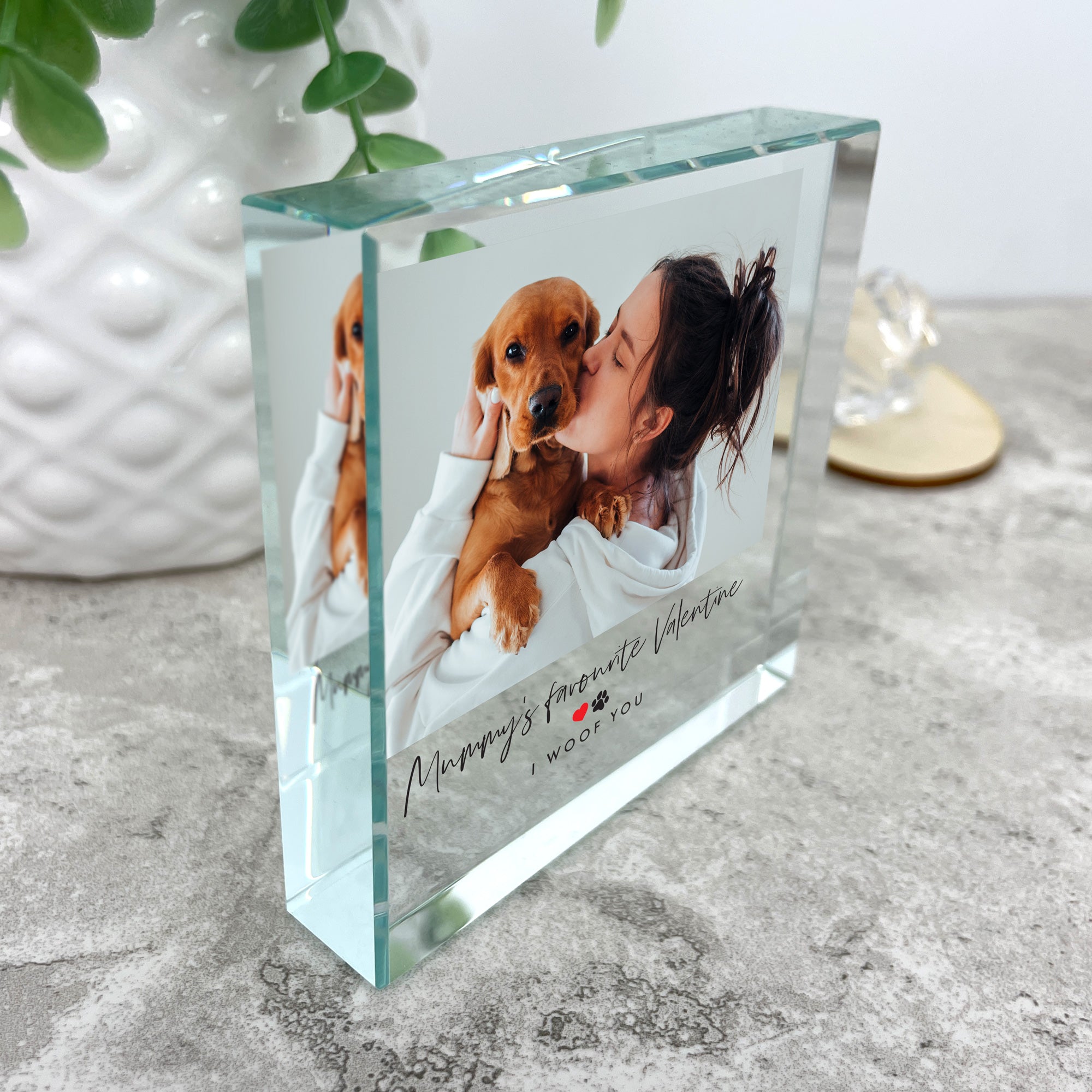 Personalized Pet Heart & Paw Photo Crystal Keepsake - Custom Engraved Memorial Gift for Dogs & Cats - Perfect for Pet Loss Remembrance, Birthday & Anniversary Gifts