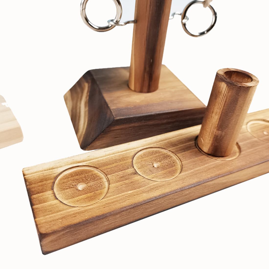 Premium Wooden Ring Toss Game Set for Adults - Classic Hook and Ring Toss Drinking Game with Shot Ladder - Fun Party Games for Backyard, Bar, Camping & Tailgating (Brown)