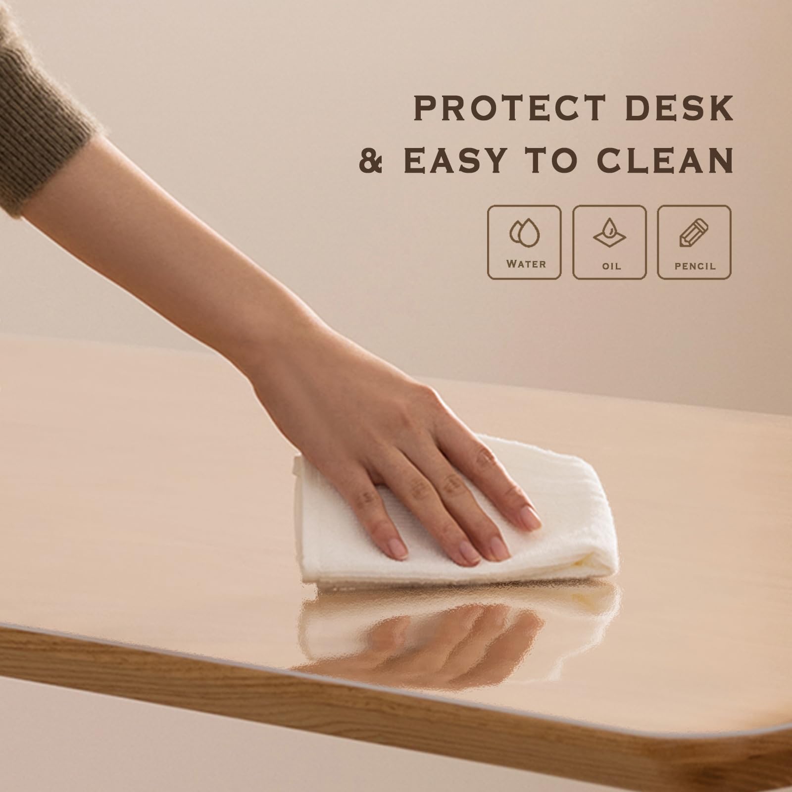 Frosted Clear Desk Mat 24x17 Inches - Non-Slip Office Desk Pad Protector for Home & Work - Waterproof & Heat-Resistant Table Mat for Writing, Keyboard, and Mouse Protection