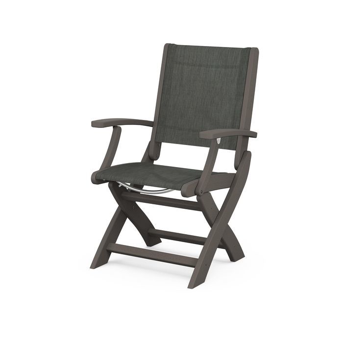 POLYWOOD Coastal Folding Chair - Durable Outdoor Furniture for Patio, Beach & Poolside - Weather-Resistant Adirondack Style Chair with Cup Holder