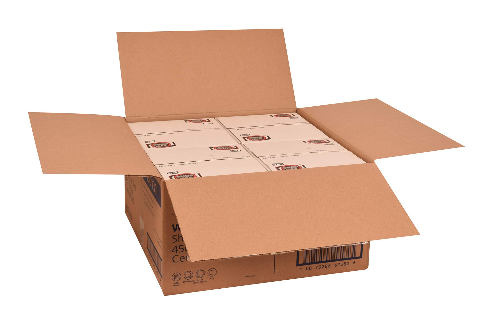 Tork ShopMax Heavy Duty Centerfeed Paper Towels - White, Self-Dispensing, High Absorbency (4 Rolls, 200 Sheets Each) - Ideal for Commercial Kitchens, Restaurants & Office Break Rooms