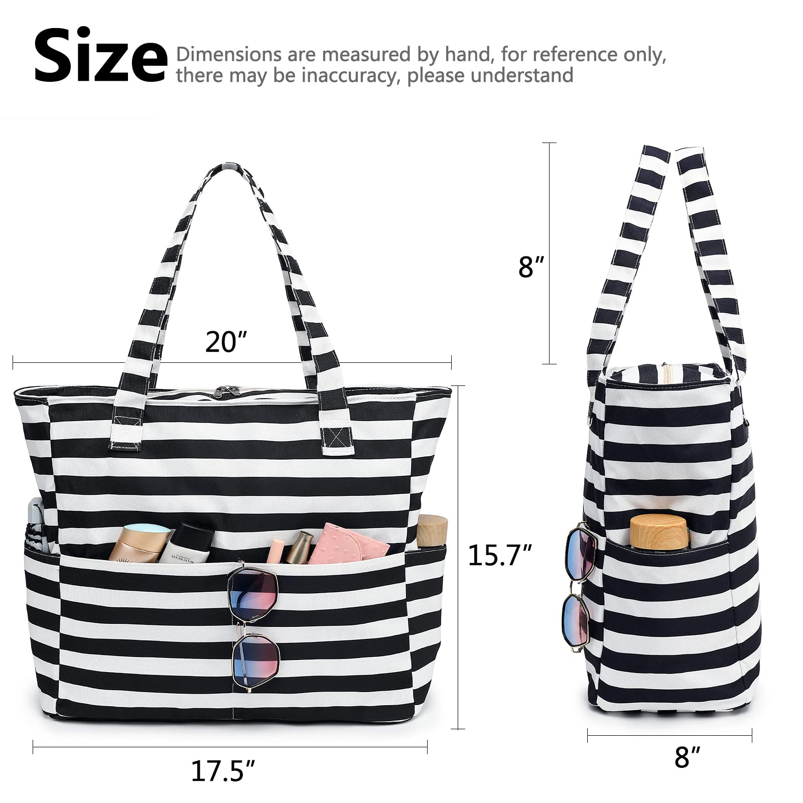 Waterproof & Sandproof Beach Tote Bag for Women - Large Zippered Pool Bag with Wet Pocket - Perfect for Gym, Grocery Shopping, Travel & Beach Days