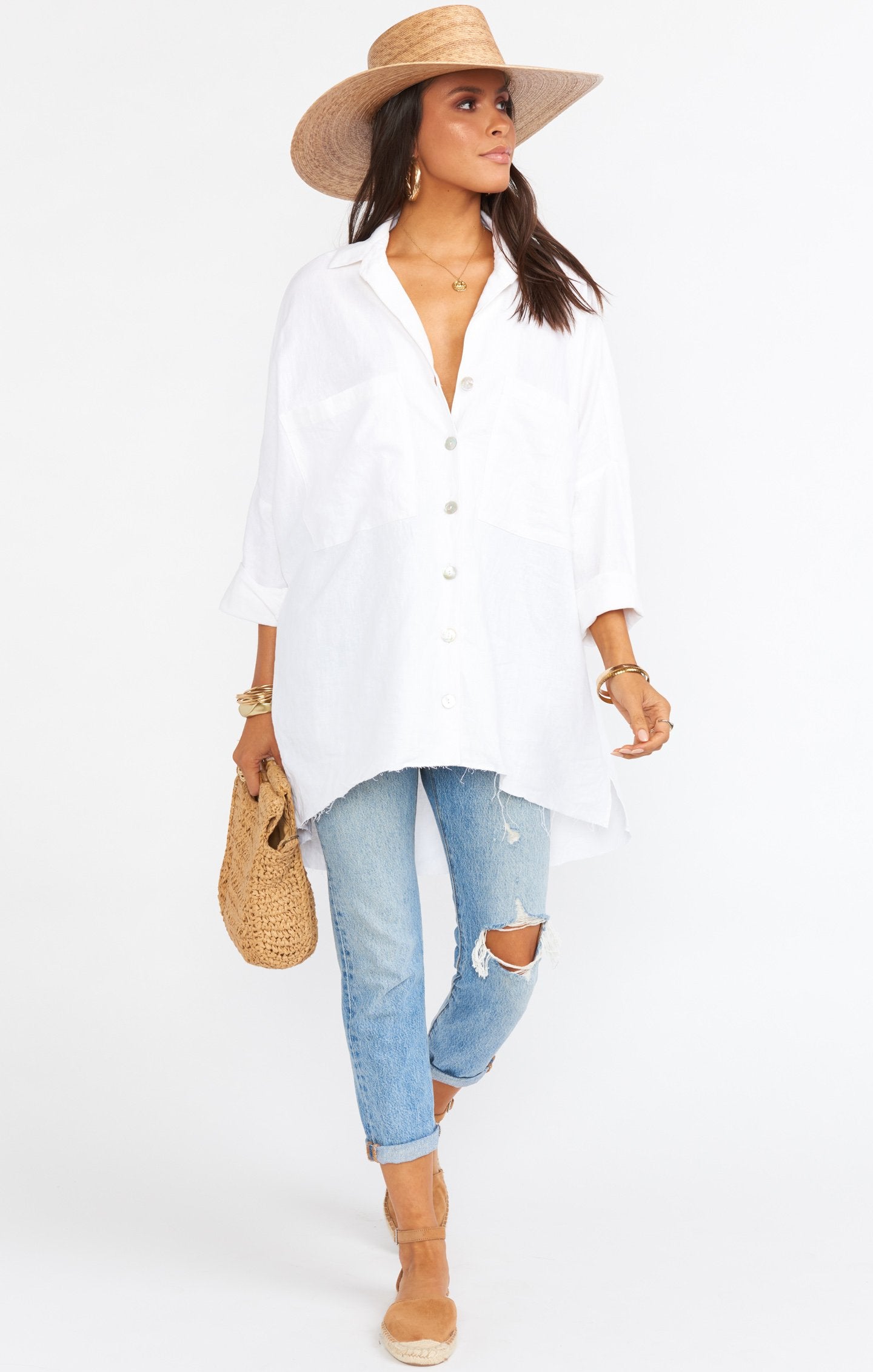 John's Classic White Linen Button Down Shirt for Men - Breathable Summer Office & Casual Wear