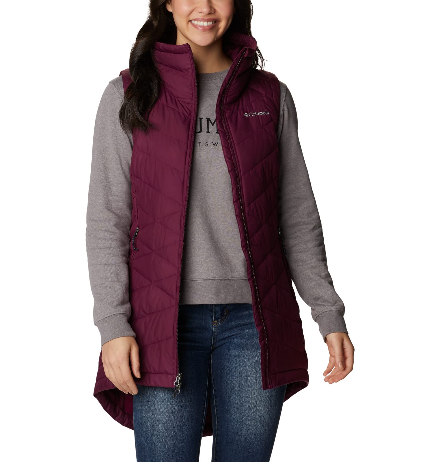 Columbia Women's Heavenly Long Vest - Lightweight Water-Resistant Puffer Vest for Outdoor Activities, Hiking & Travel