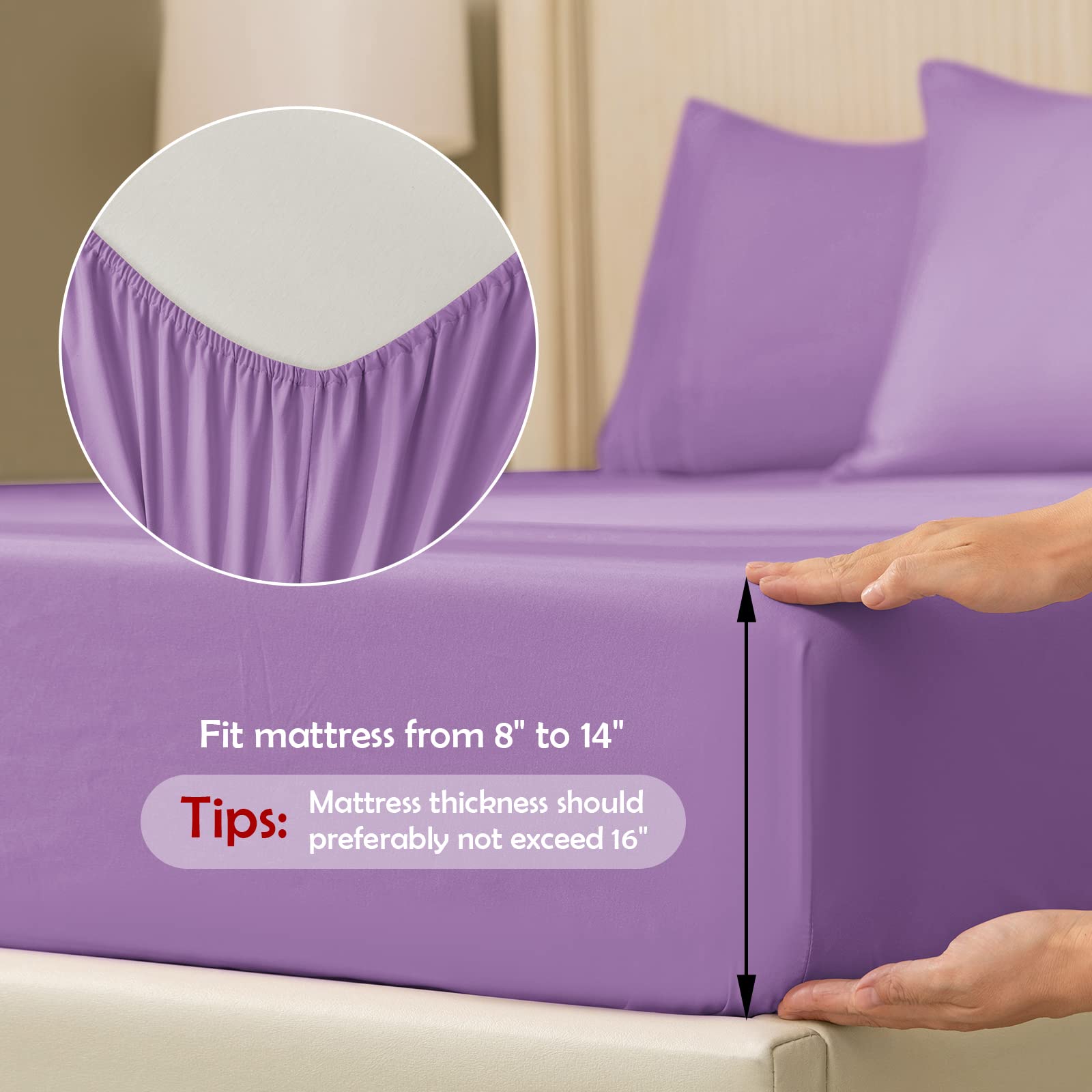 REDKEY Twin Size Bed Sheets Set - 3 Piece Soft Microfiber Bedding with Deep Pocket & Wrinkle Resistant - Machine Washable (Twin, Violet) | Perfect for Kids Rooms, Guest Beds & Dorm Essentials