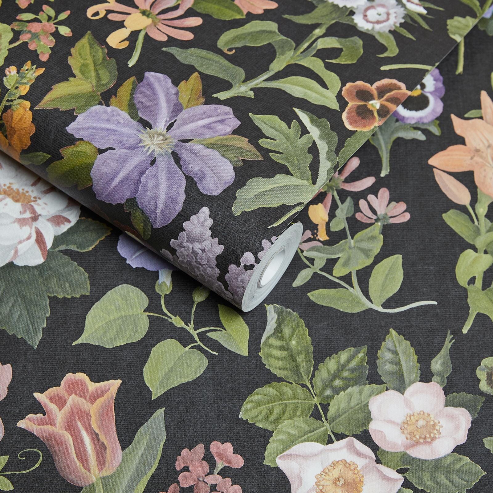 FLORALIA Noir Wallpaper - Elegant Black Floral Peel and Stick Wallpaper for Bedroom, Living Room & Home Decor