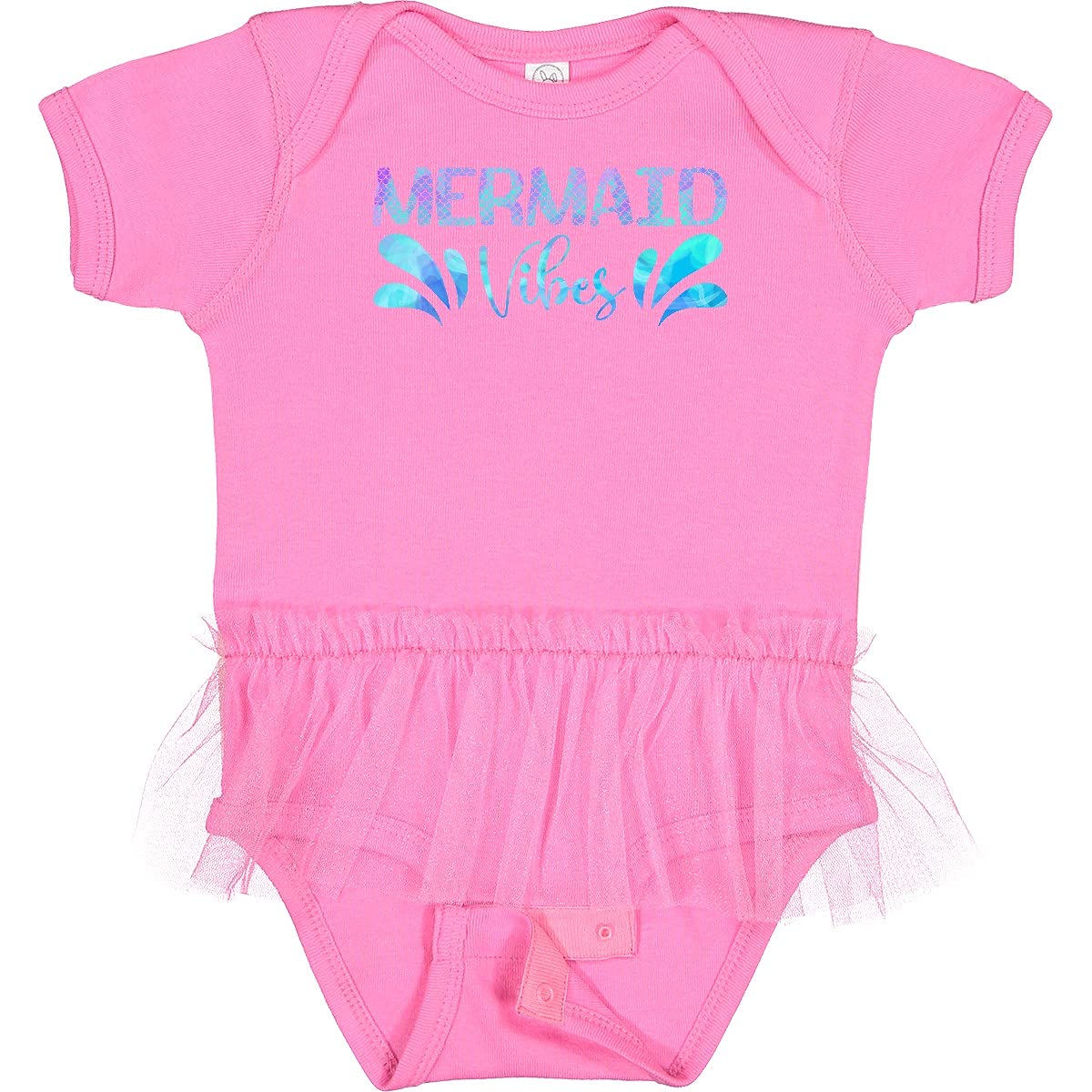 Inktastic Mermaid Vibes Text in Blues Infant Tutu Bodysuit - Baby Girls' Cute Mermaid-Themed Outfit for Parties, Photos & Playtime