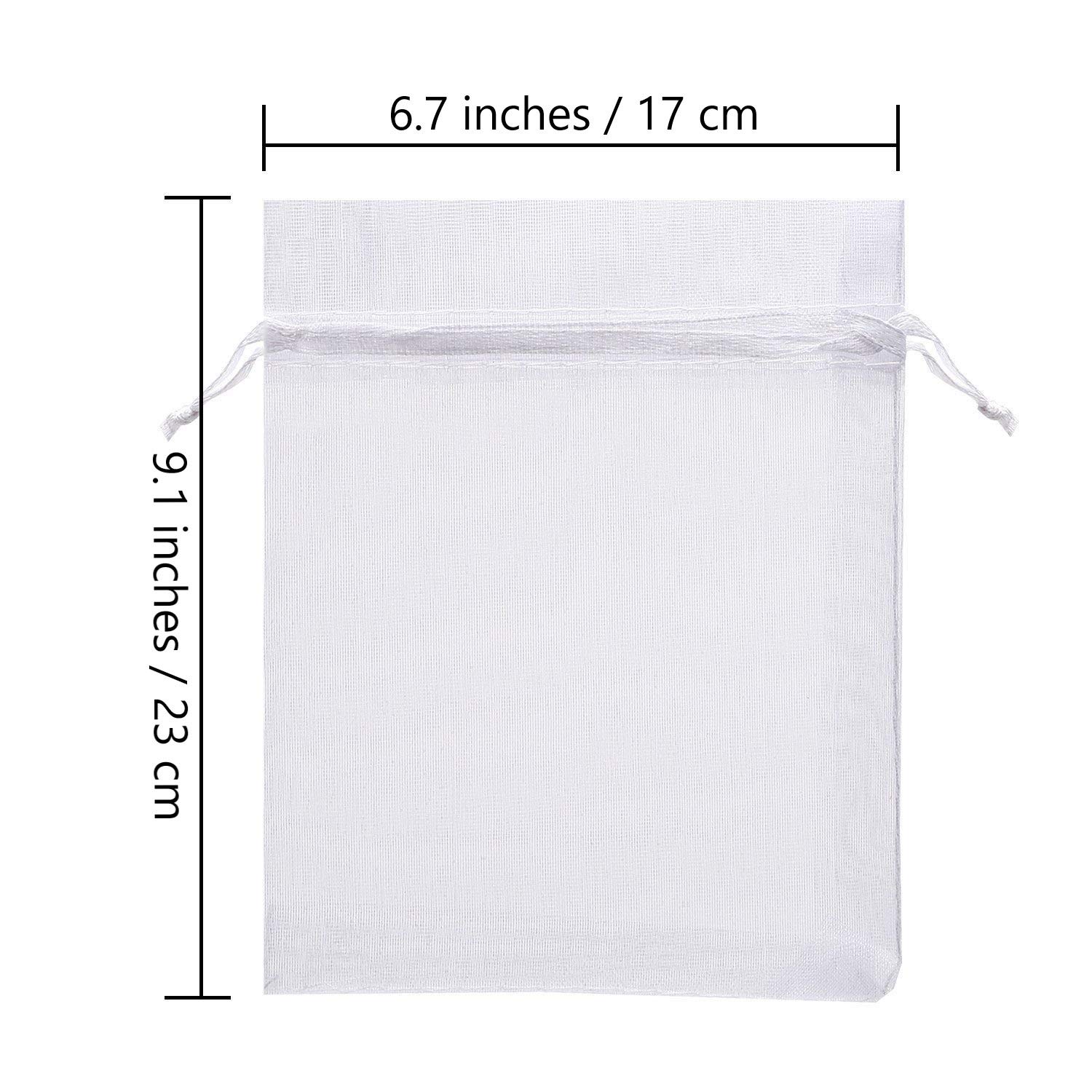 100-Piece White Organza Drawstring Gift Bags 6.7x9 Inches - Wedding Favors, Party Supplies, Jewelry Pouches & Candy Bags for Bridal Showers, Baby Showers & Travel Essentials | Bulk Pack of Elegant Favor Bags