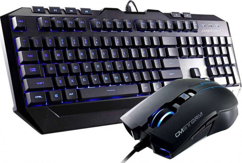 Cm Storm Devastator Gaming Keyboard and Mouse Combo with Blue LED Backlight - Perfect for PC Gaming, Office Work, and Typing