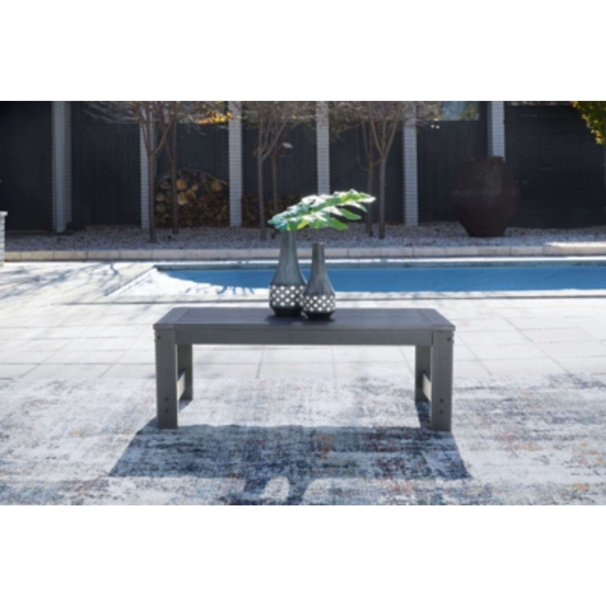 Amora Outdoor Coffee Table - Weather-Resistant Charcoal Gray Patio Furniture for Garden, Deck & Poolside Use