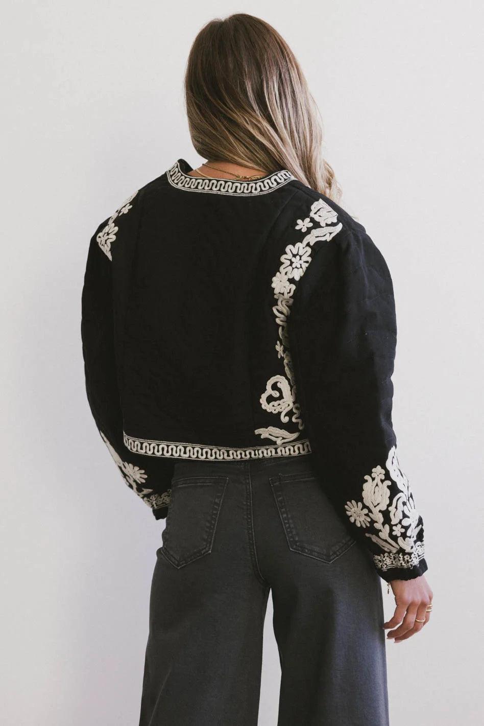 Benja Black Embroidered Jacket for Women - Stylish & Comfortable Outerwear for Fall & Winter | Perfect for Casual Outings, Date Nights & Office Wear