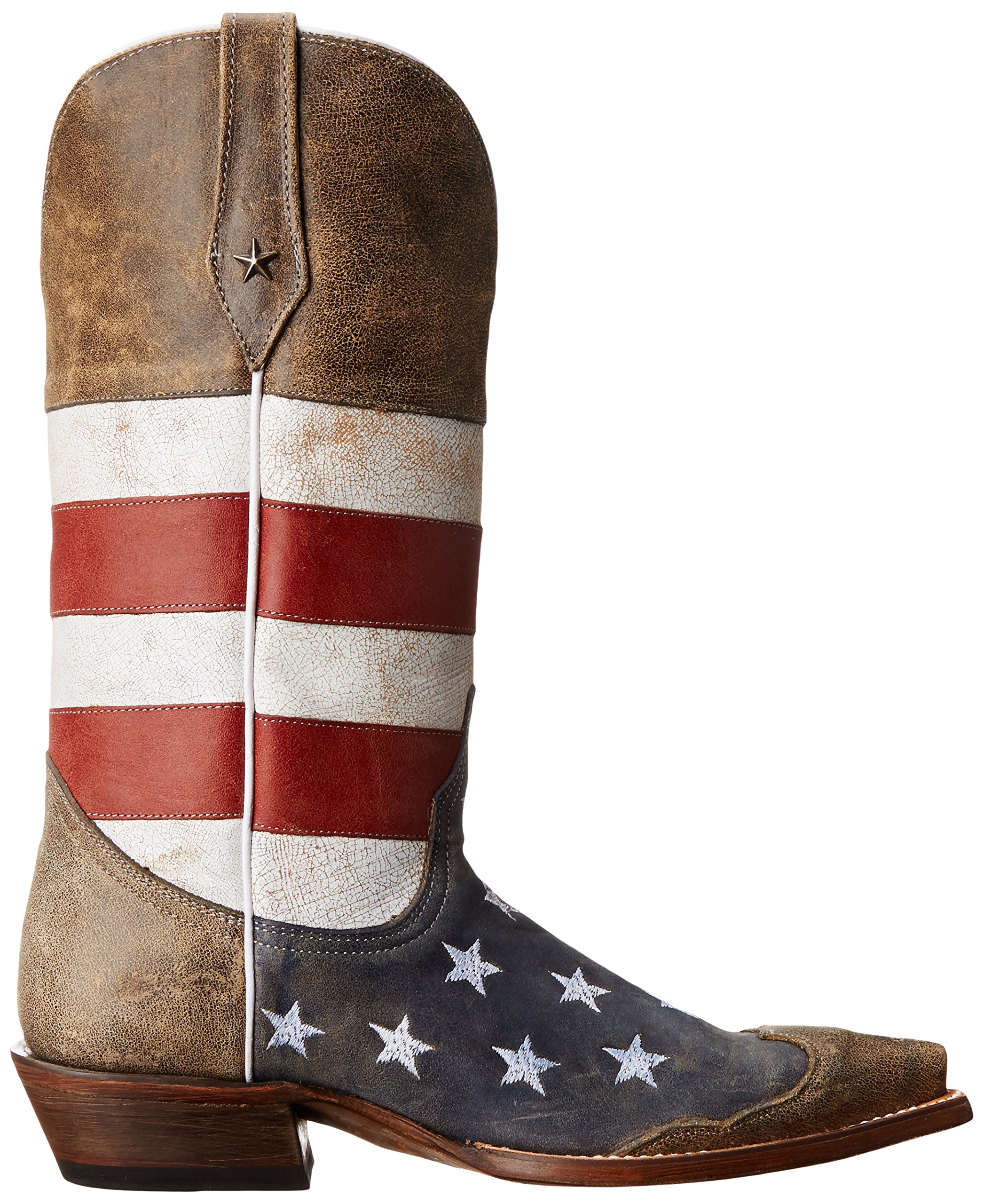 Roper Men's America Brown Leather Cowboy Boots Size 8 D - Comfortable Western Boots for Riding, Work & Casual Wear