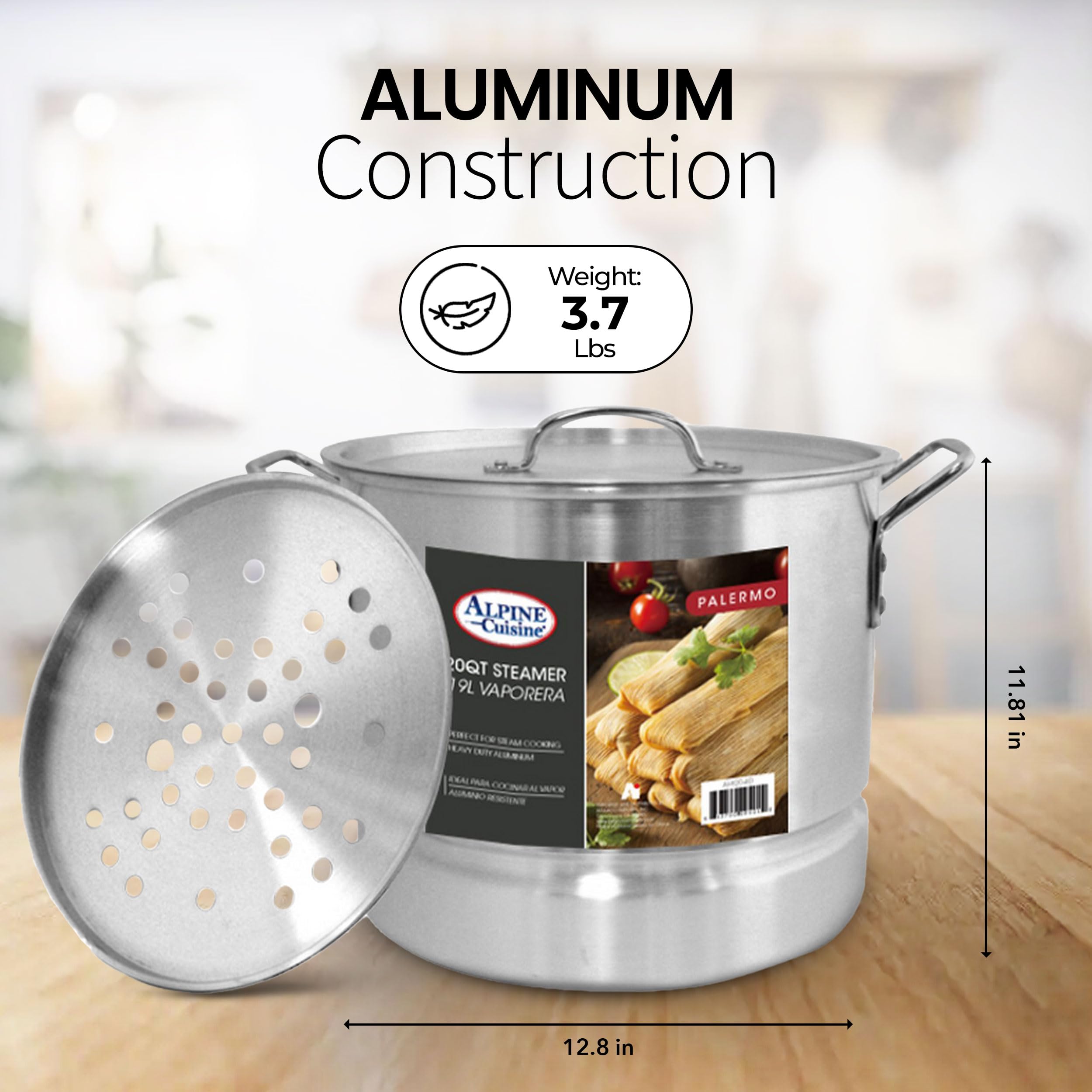 Aluminum Steamer Stock Pot 3-Piece Set with Lids - 20 Quart Multi-Tier Cooking Pot for Large Batch Meals | Ergonomic Handles & Easy Clean Design | Perfect for Family Dinners, Meal Prep & Catering