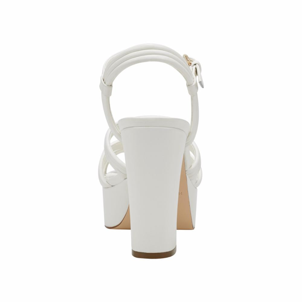 Marc Fisher Ltd Women's Cairo2 White M Leather Ankle Strap Sandals - Comfortable Dress Shoes for Summer, Weddings & Casual Outings
