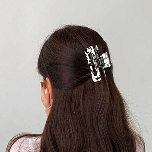Vintage Geometric Milk Cow Print Large Hair Claws - Acrylic Hollow Hairpins for Women & Girls, Crab Hair Clips Accessories (Color B) - Perfect for Boho Style, Parties & Everyday Hair Styling