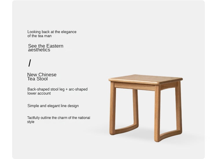 Premium Oak & Ash Solid Wood Tea Stool - Handcrafted Rustic Side Table for Living Room, Bedroom, or Balcony - Perfect for Tea Ceremonies, Reading Nook, or Decorative Accent