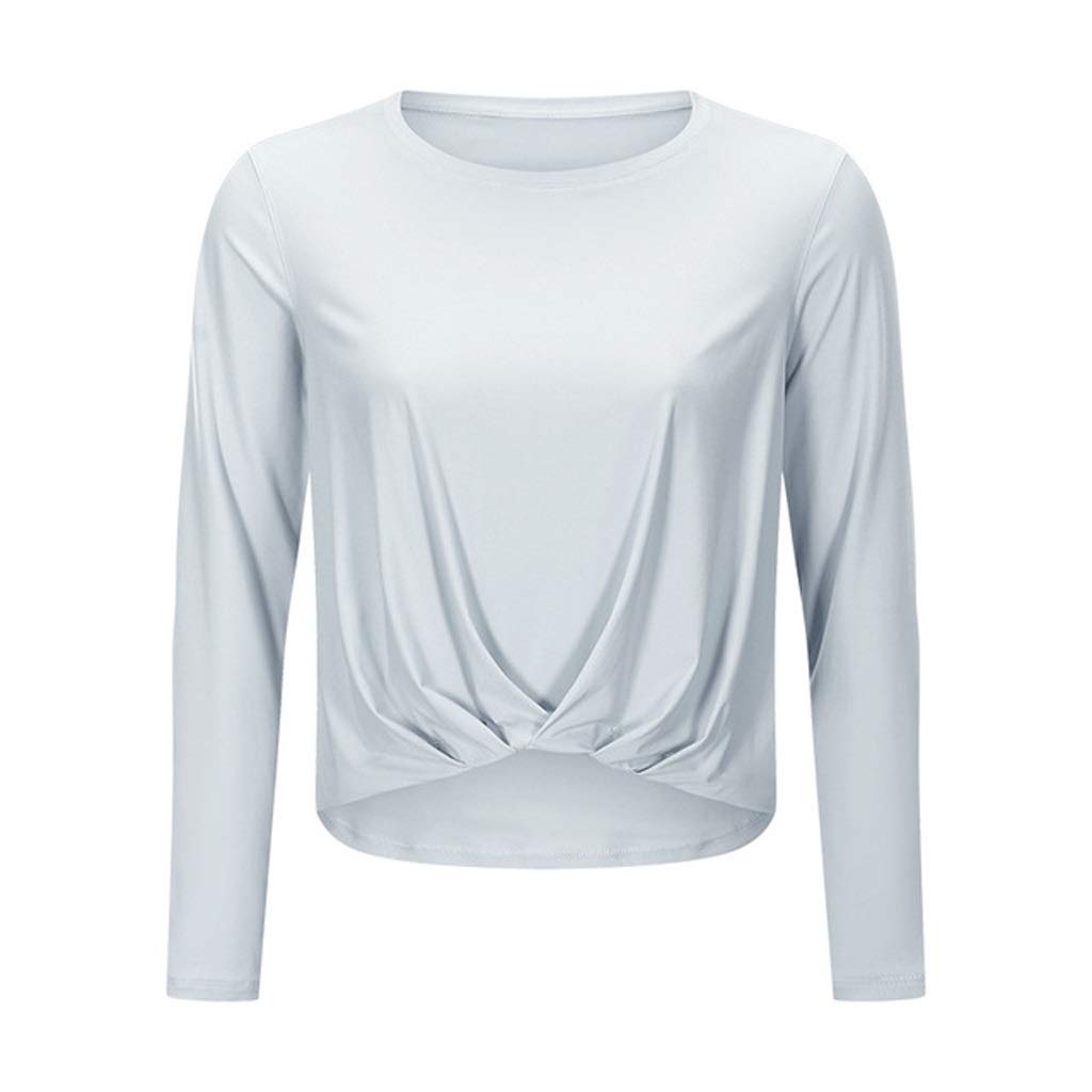 WPYYI Women's Long Sleeve Yoga Shirt - Quick Dry Breathable Workout Top for Yoga, Running & Gym - Moisture Wicking Activewear T-Shirt (White, Small) | Perfect for Yoga Classes, Jogging & Fitness Training
