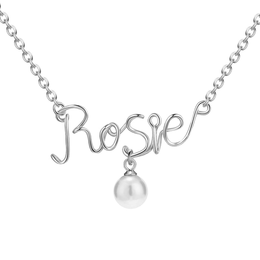 LONAGO Handmade Personalized Name Necklace with White Freshwater Pearl - Custom Initial Letter Jewelry for Women & Girls | Perfect for Birthdays, Anniversaries & Gifts