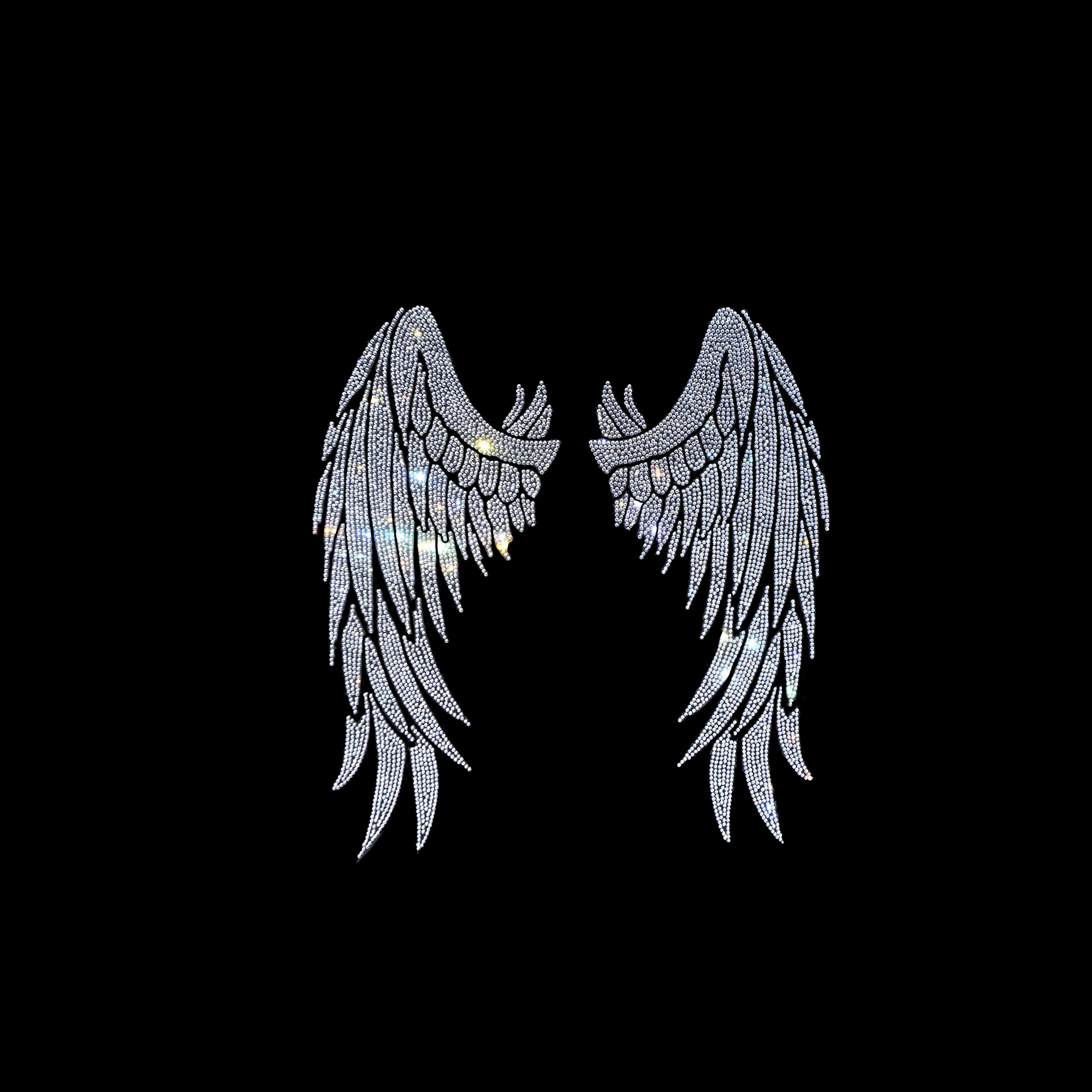 Crystal Angel Wing Rhinestone Heat Transfer Iron-On Hot Fix Design by Rhinestop – DIY Apparel Embellishment for Dresses, Jackets & Accessories