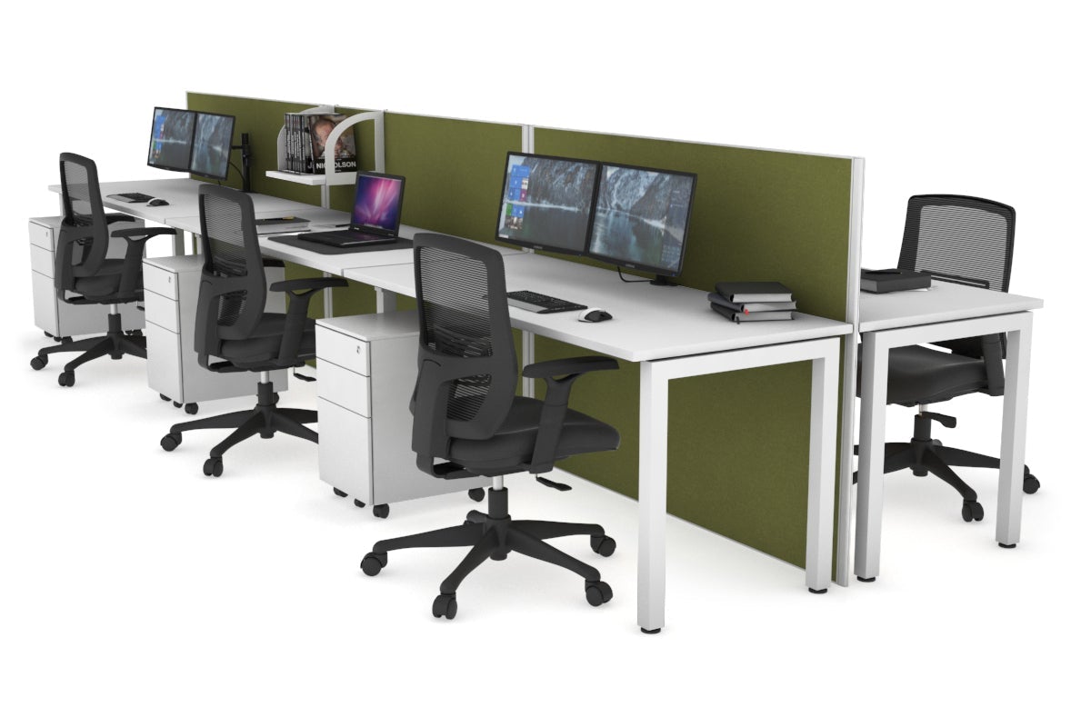 Horizon Quadro 6p Bench Square Legs Office Workstation - 1400L x 700W Dimensions - Perfect for Modern Office, Conference Room, and Collaborative Workspace Setup