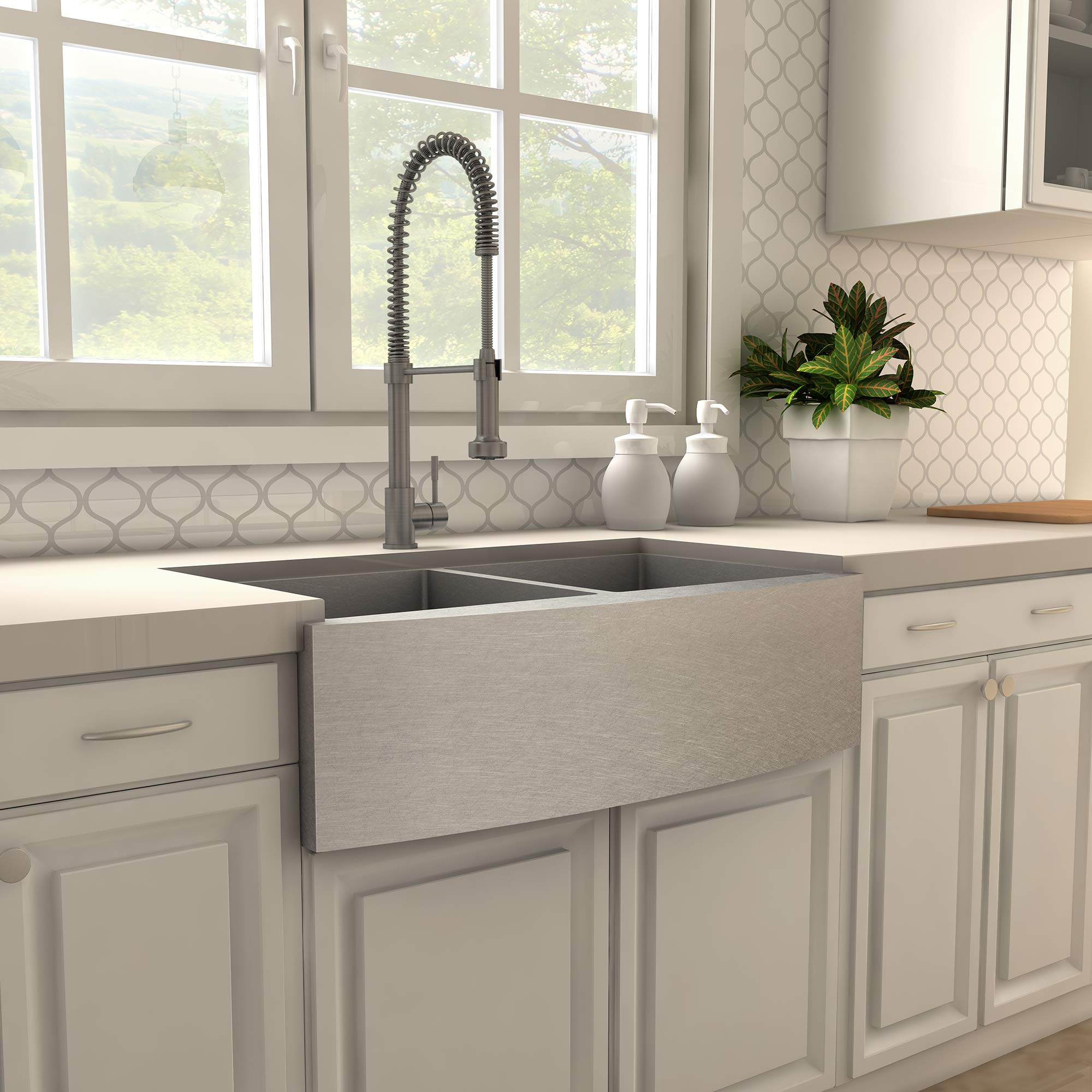 ZLINE Apollo Commercial Style Kitchen Faucet in Gun Metal Finish - Heavy Duty Pull Down Sprayer with High Arc Spout (FSNZ-GM) - Perfect for Restaurant Style Kitchens & Modern Home Renovations