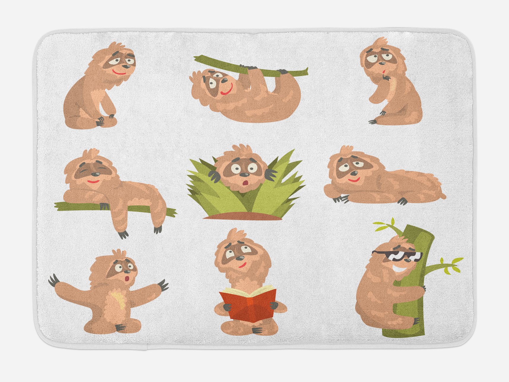 Ambesonne Sloth Bath Mat - Funny Animal Cartoon Non-Slip Bathroom Rug, 30.2