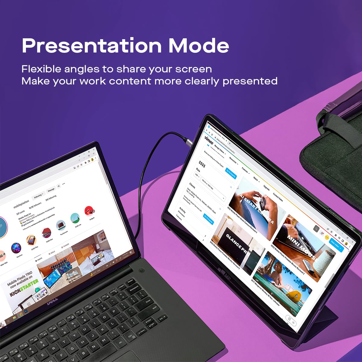 MP Mobile Pixels New Glance Plus 15.6'' OLED Portable Monitor - 1ms Response, 100000:1 Contrast Ratio, Dual Speakers | Plug & Play for Windows, macOS, Nintendo Switch & Android | Includes Waterproof Protective Cover | Perfect for Remote Work, Gaming & Travel