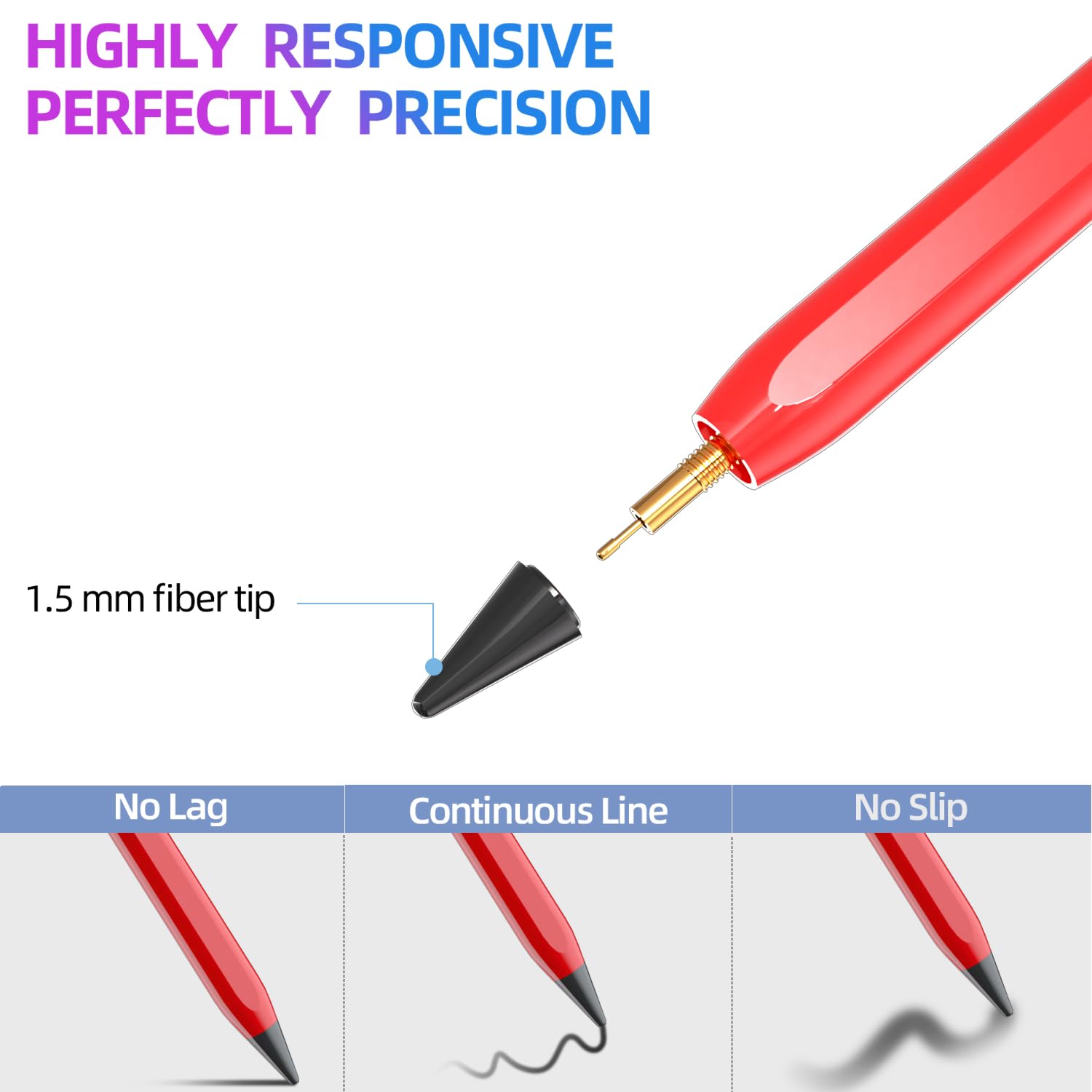 Premium Stylus Pen for iPad - Compatible with iPad 10th/9th Gen, iPad Air 5/4/3, iPad Pro 11/12.9 Inch - Magnetic Apple Pencil with Palm Rejection & Tilt Sensitivity (Black & Red) - Perfect for Digital Art, Note-Taking & Professional Work